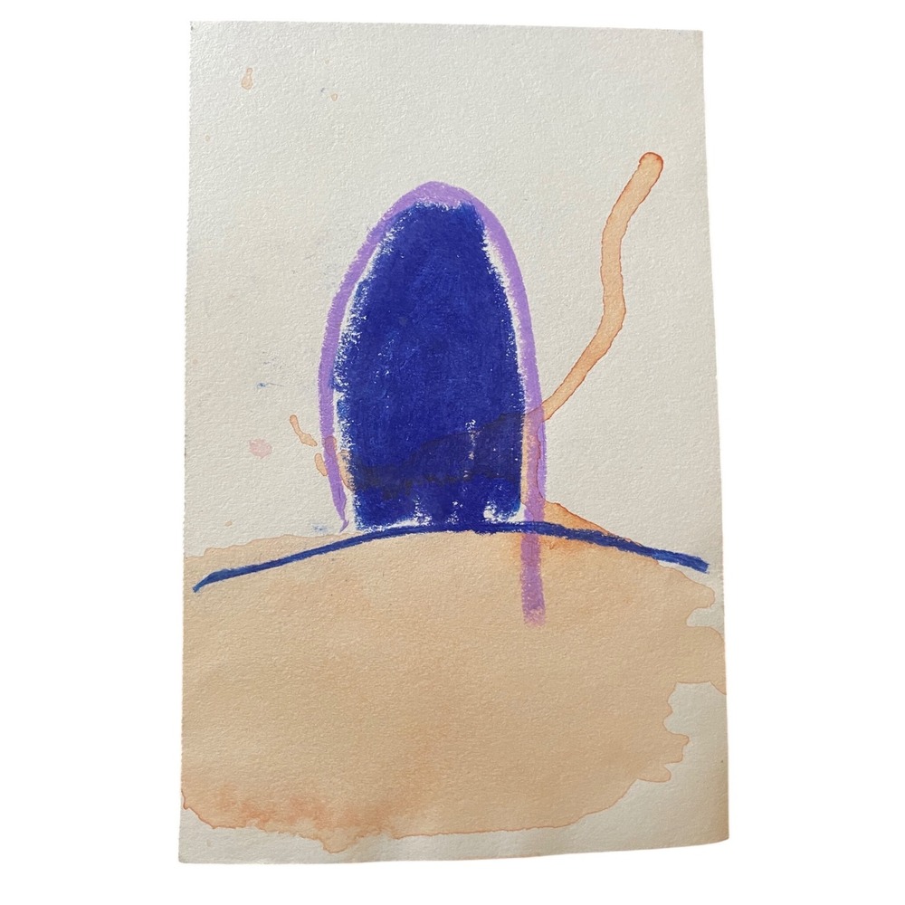 Original Watercolor Painting Abstract Art Spiritual Aura Purple Blue‎ 5.5 x 8.5
